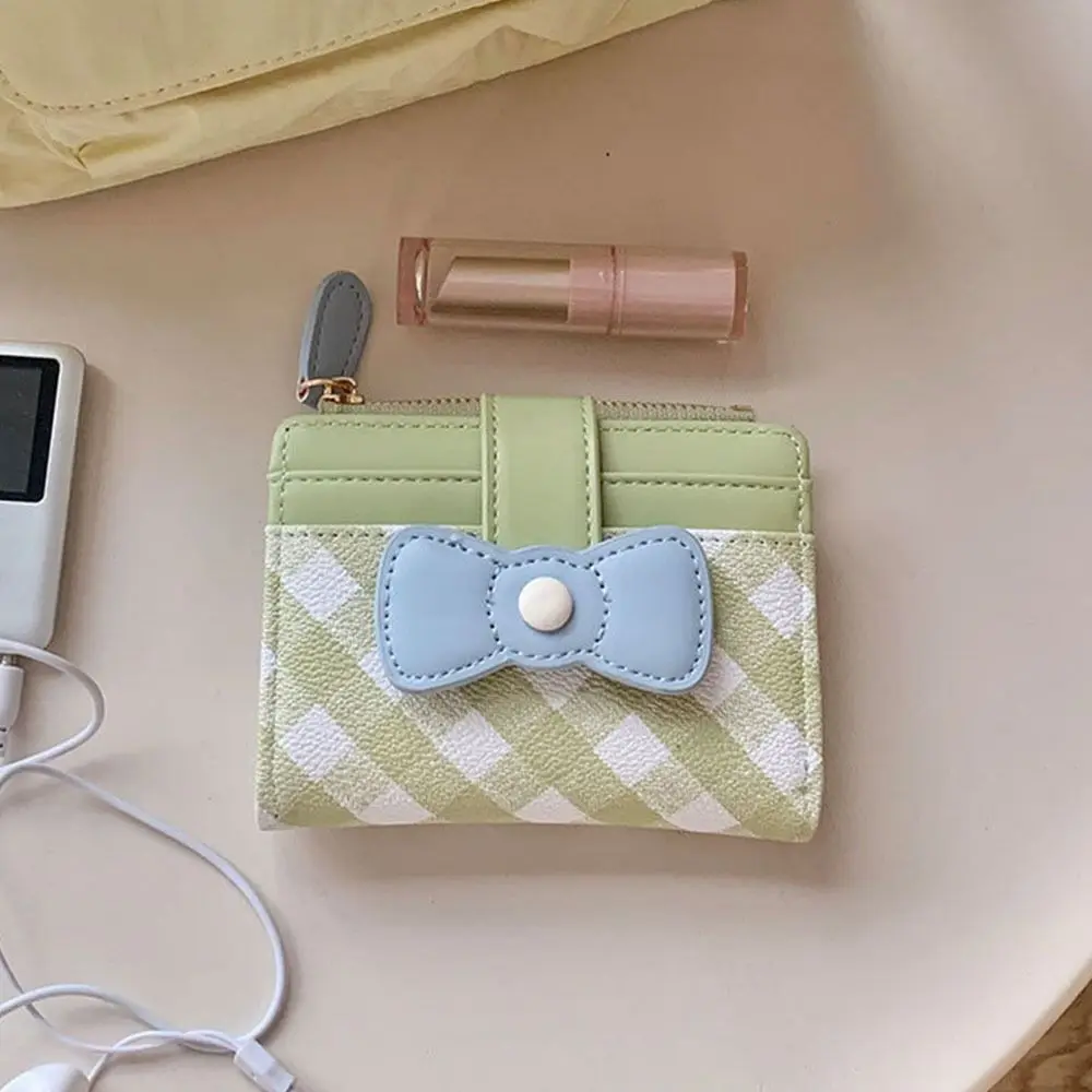 Dopamine Cartera corta a cuadros con lazo y ranuras para tarjetas - imagen 3