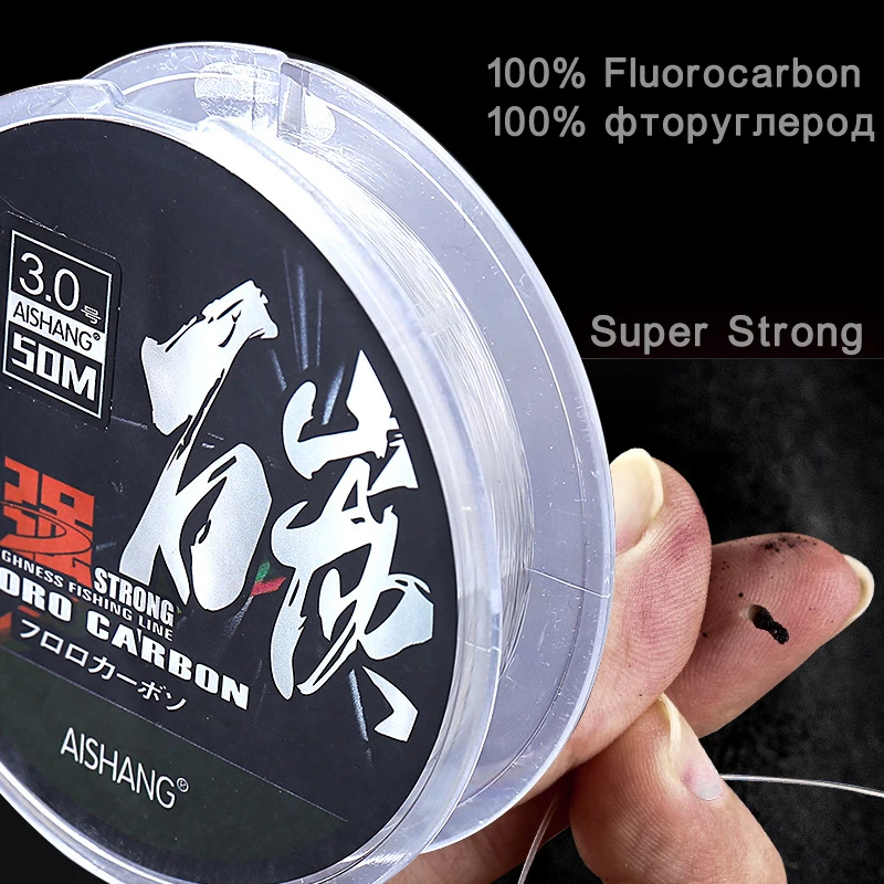 Bobina de línea de pesca monofilamento 50m de fluorocarbono