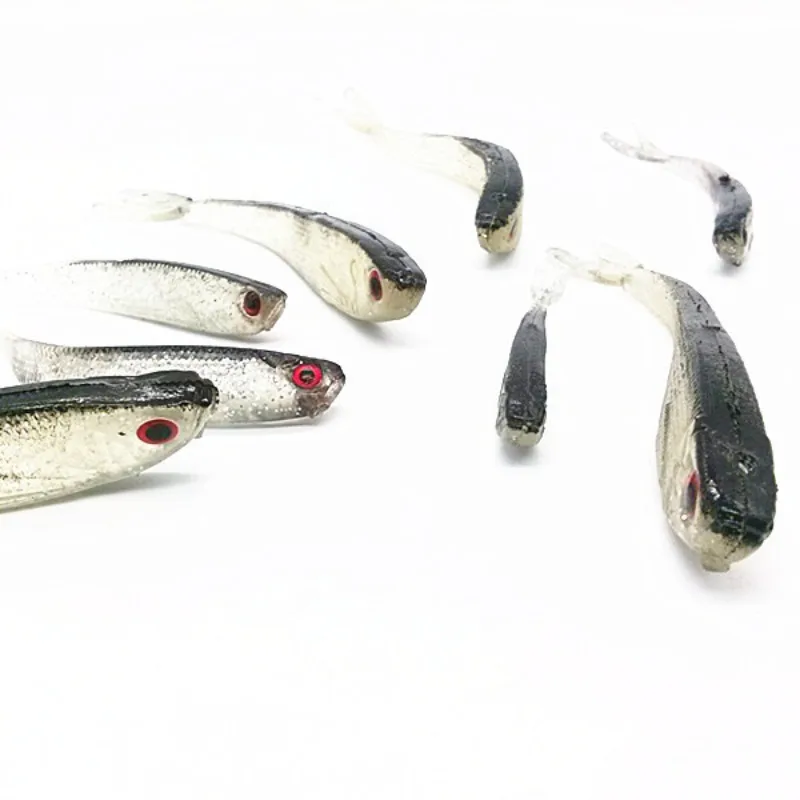 Swimbait minnow cola dividida perfumado con ojo 3D plateado - imagen 2