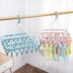 Colgador de ropa plegable multifuncional antiviento con clips