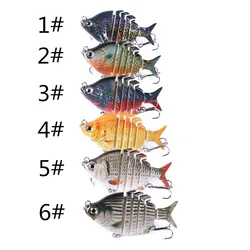Sunfish Swimbait 6 segmentos con ojos 3D, anzuelo triple y caída