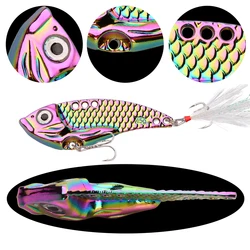 Metal Vib 5-15g: Señuelo glitter bicolor con gancho triple