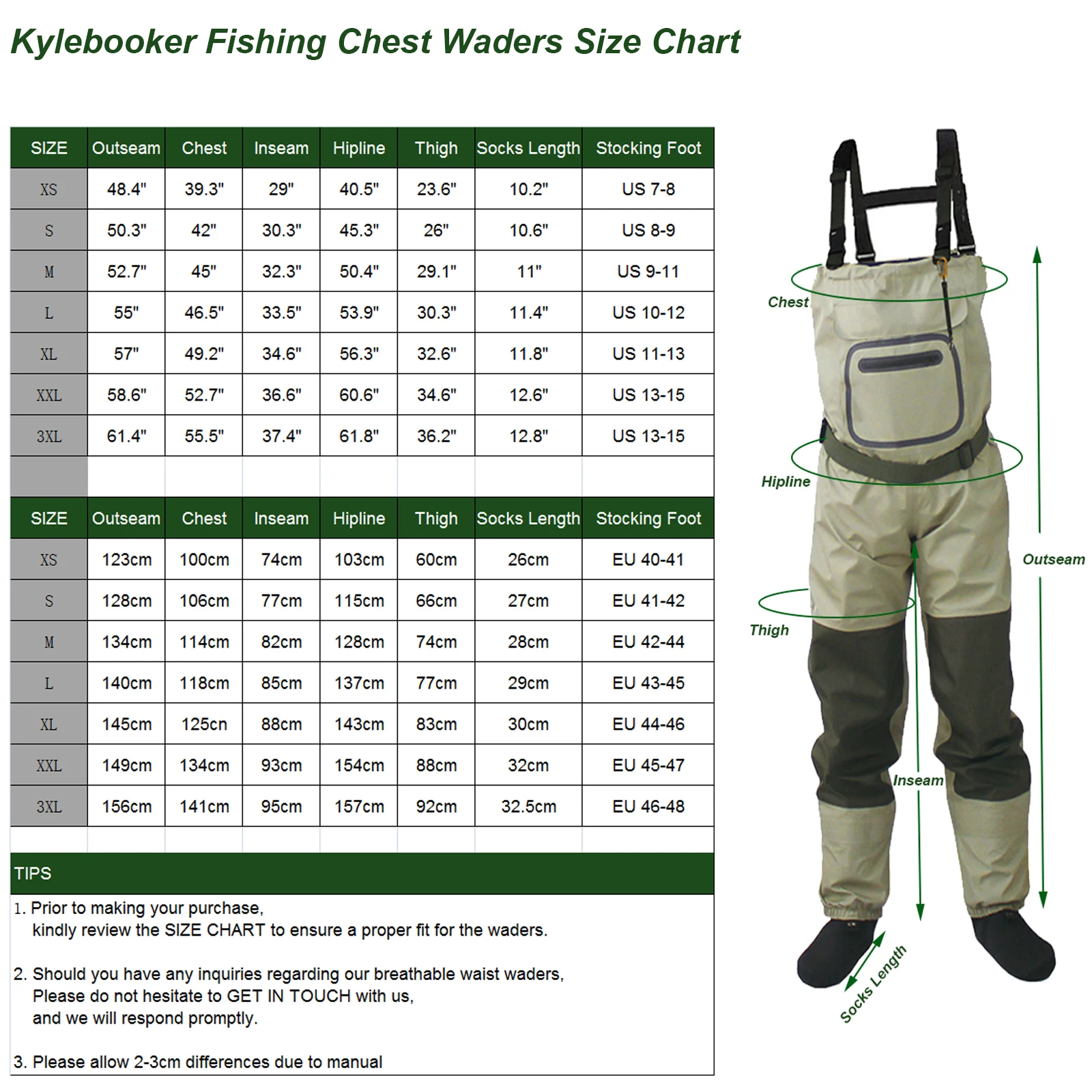 Waders de pesca Cofres – Impermeable transpirable para río unisex - imagen 3