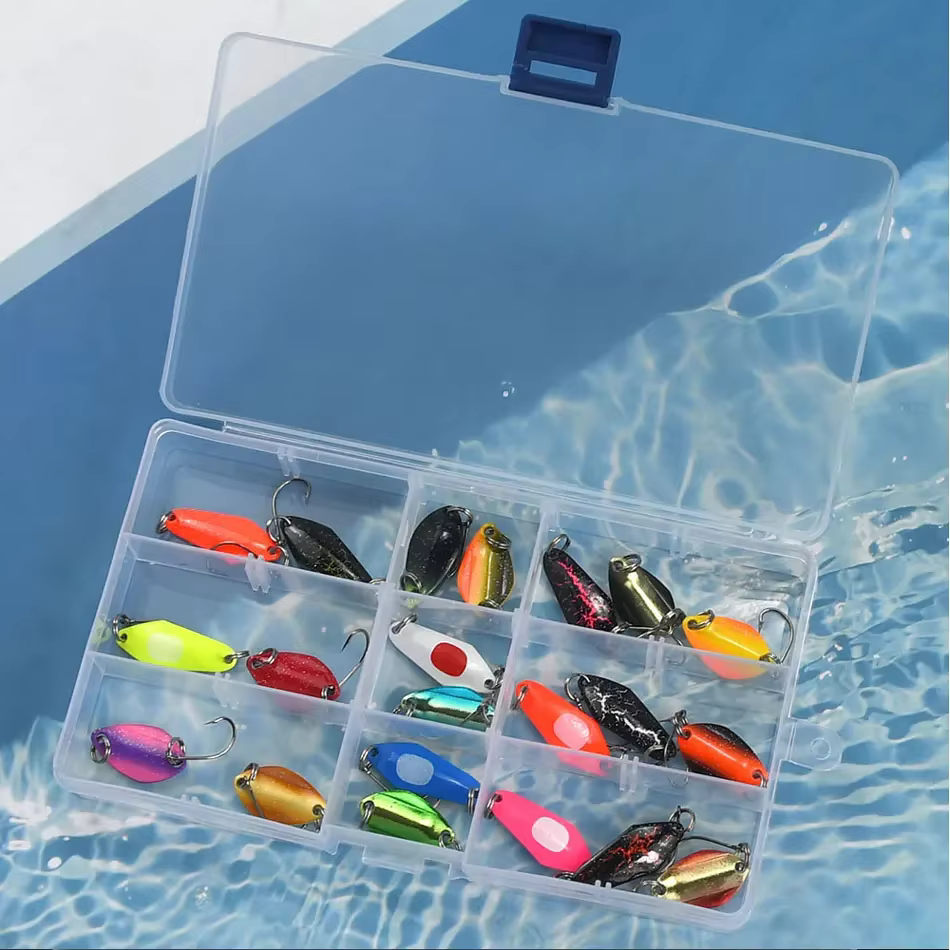 Set de cucharillas metálicas pequeñas para pesca de trucha