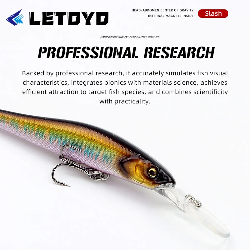 LETOYO Long Lip Minnow Jerkbait de hundimiento – para trucha - imagen 2