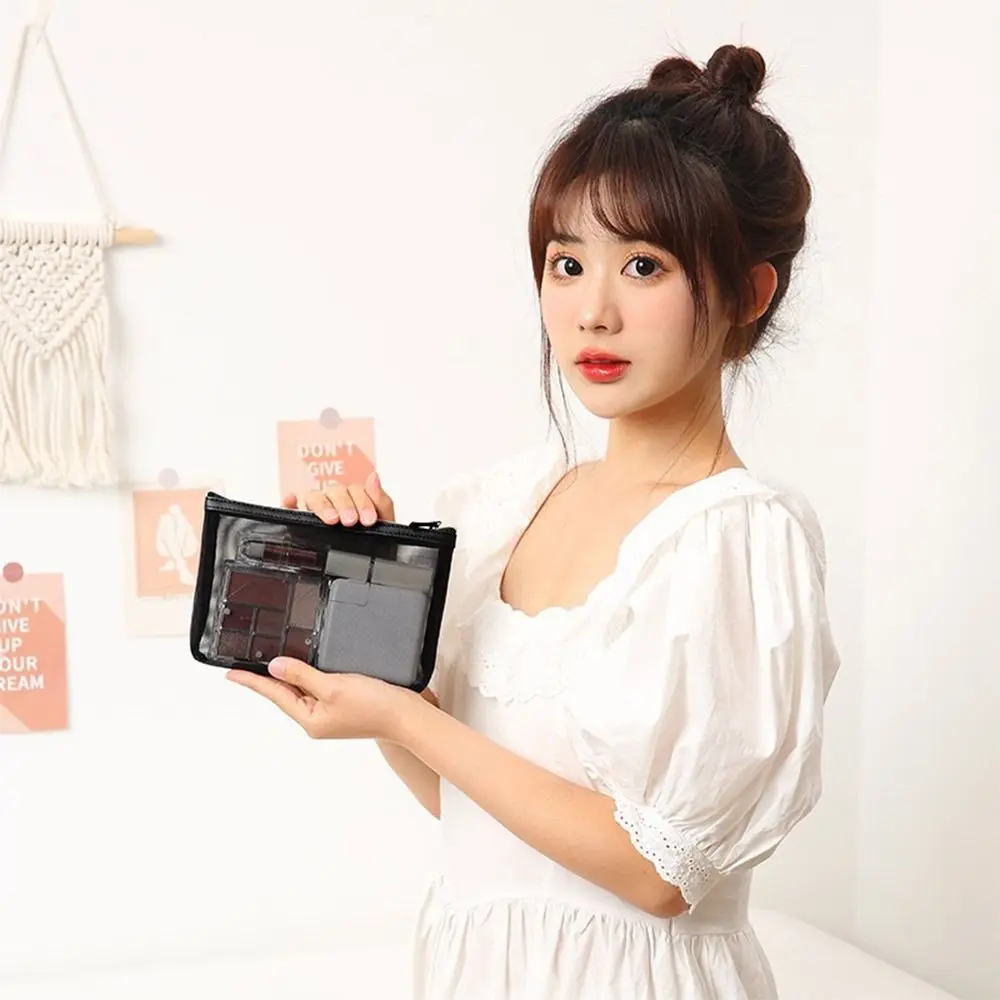 Bolsa de maquillaje transparente gran capacidad con cremallera y nailon - imagen 4