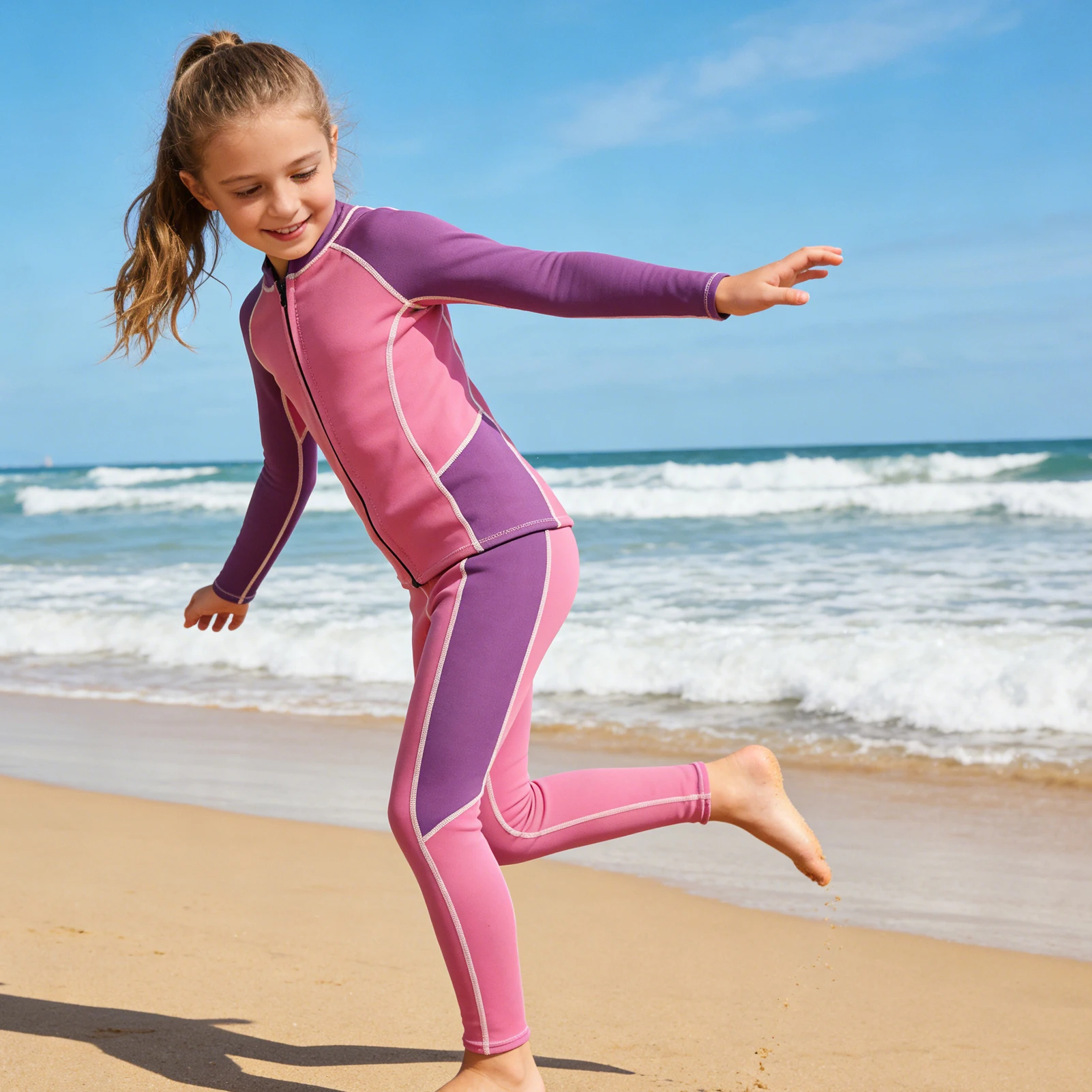 Traje de neopreno infantil con cremallera, protección UV y manga larga - imagen 5