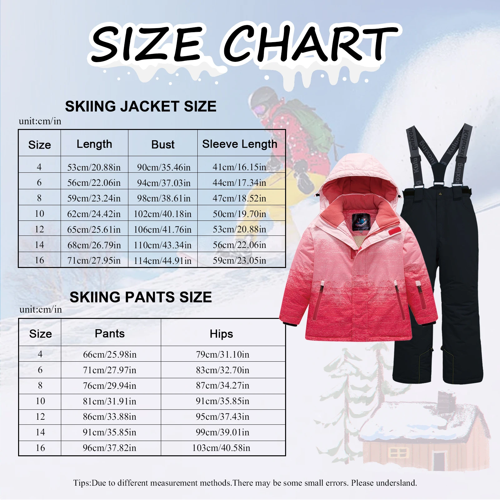 Conjunto de nieve infantil con chaqueta y pantalones