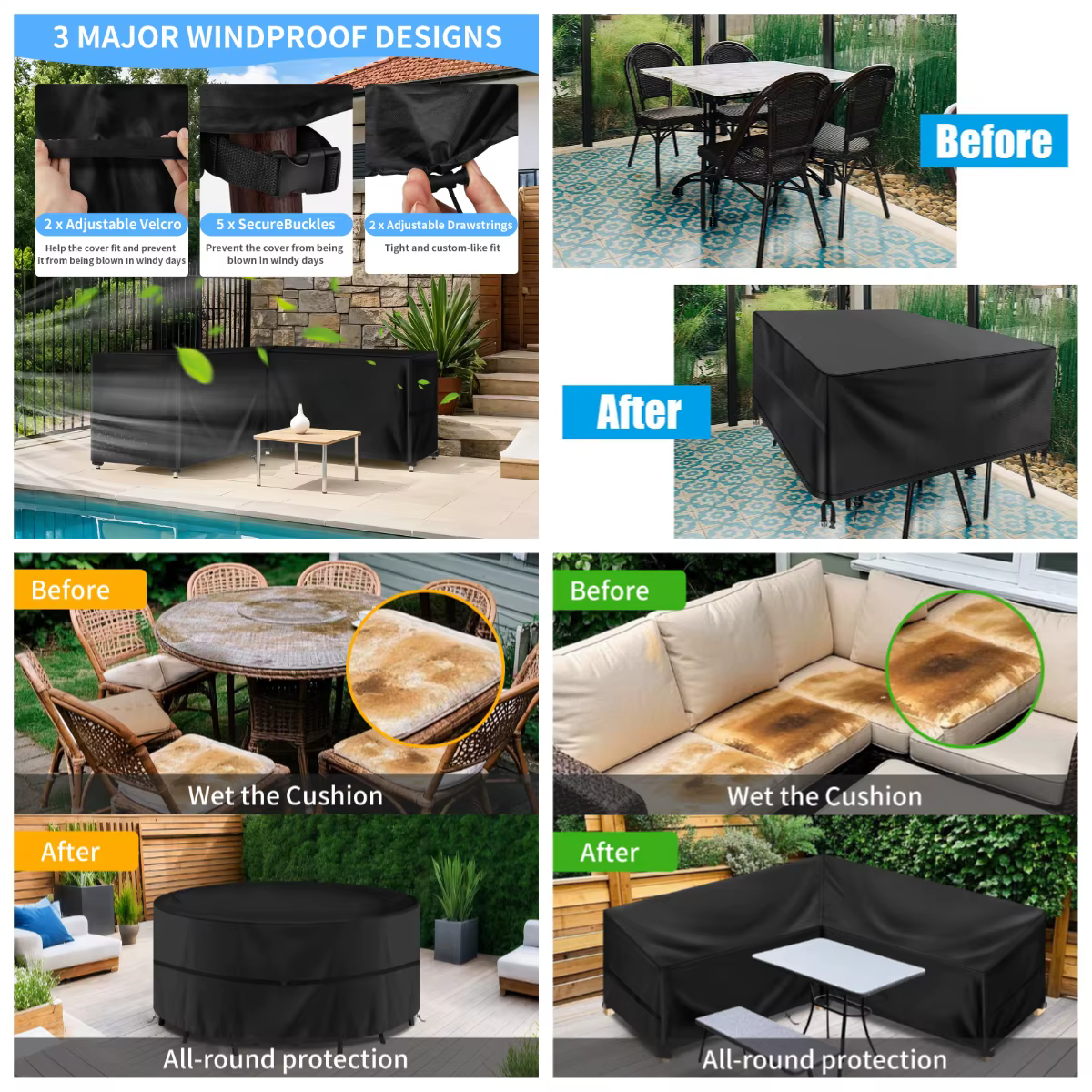 Funda impermeable para mesa de jardín – Oxford 210D con protección UV - imagen 3