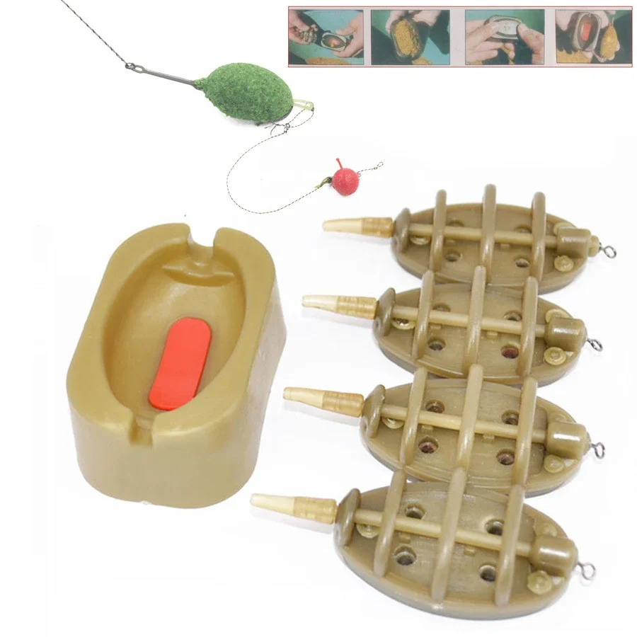 Juego de alimentadores inline para pesca de carpa con molde