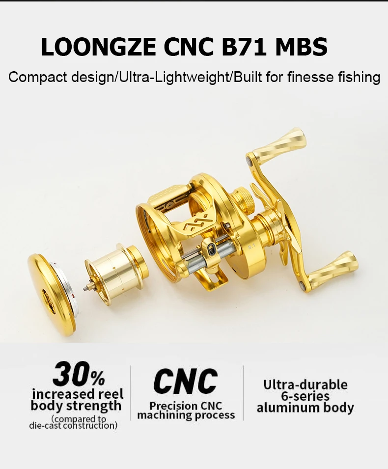 Carrete Baitcasting BFS metálico LOONGZE Airlite B71MBS para finesse - imagen 5