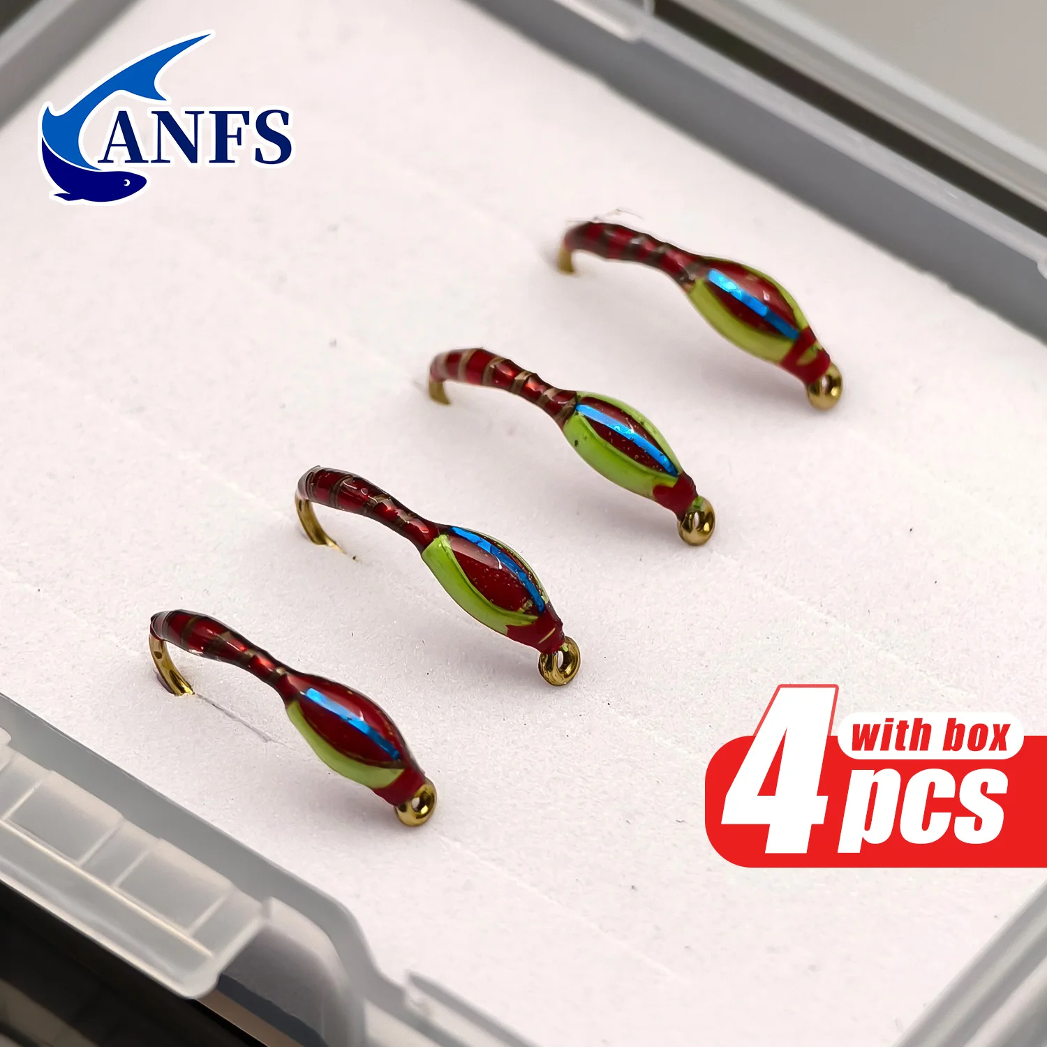 ANFS Moscas ninfa biónica zumbador epoxi rojo para trucha - imagen 4
