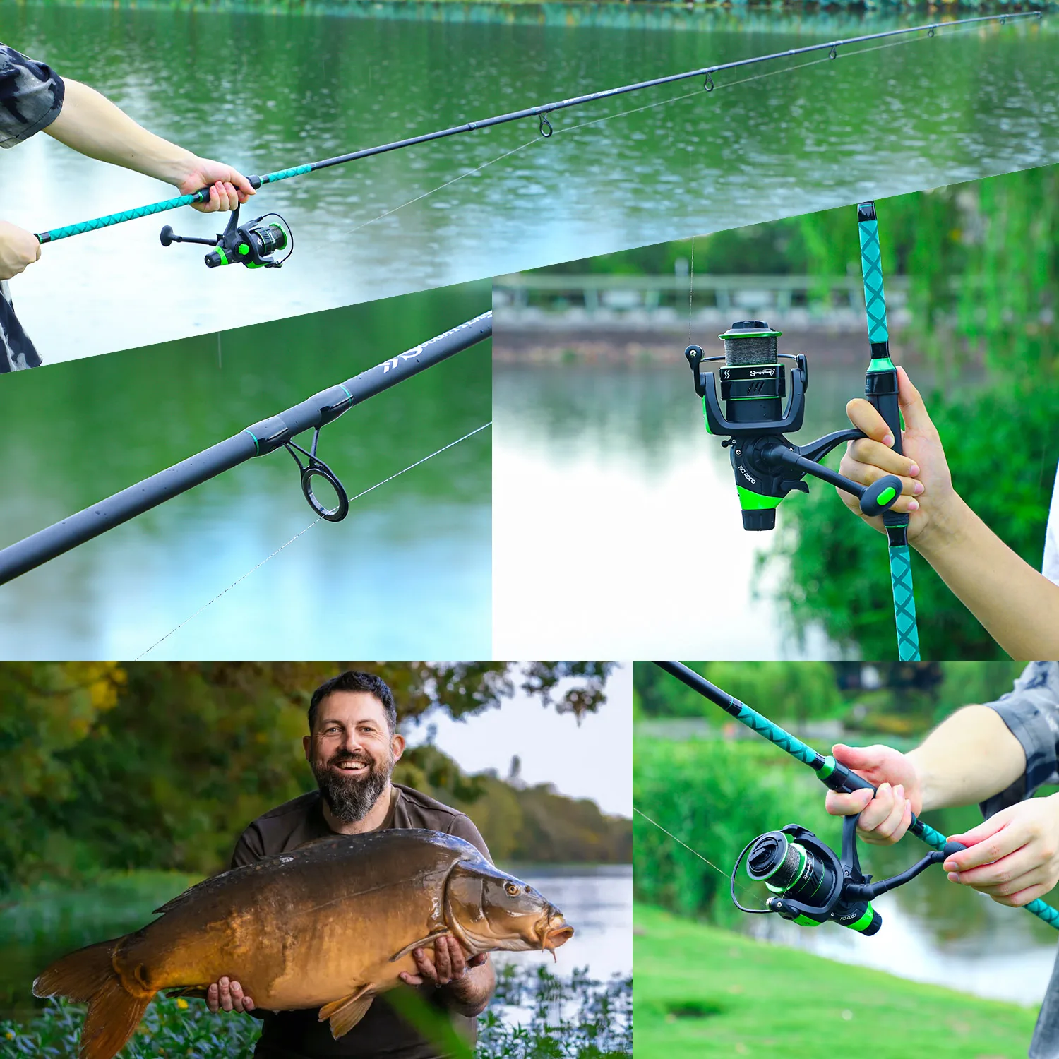 Sougayilang Combo de pesca carpa: caña y carrete con línea PE - imagen 5