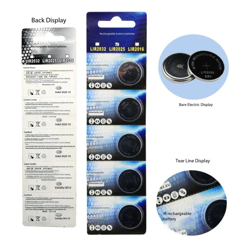 Pilas botón recargables LIR2032 3.6V – Compatibles CR2032 para reloj - imagen 5