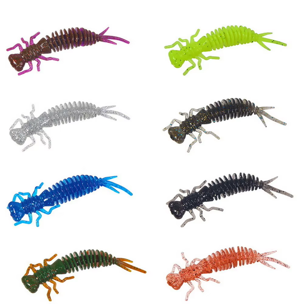 Señuelos Blandos de Silicona Forma Larva – Vinilos para Lubina y Carpa - imagen 5