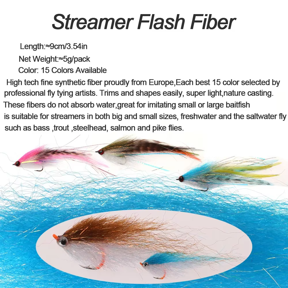 ICERIO Flash Streamer: fibra sintetica para moscas de pesca deportiva - imagen 5
