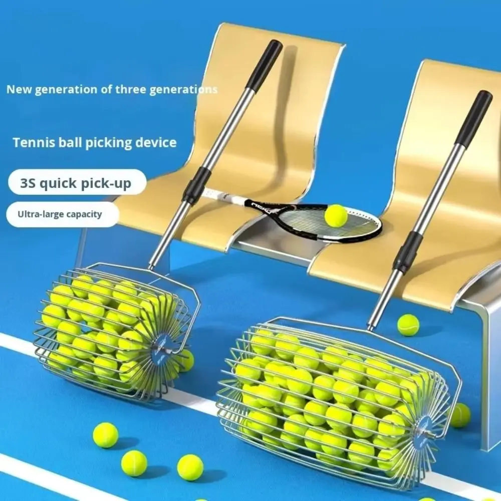 Recogedor de pelotas de tenis con ruedas y mango ajustable