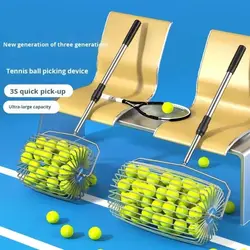 Recogedor de pelotas de tenis con ruedas y mango ajustable