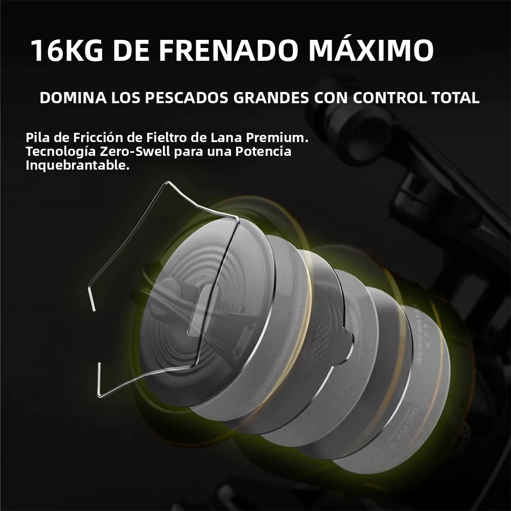 Carrete Huidiao Doble Freno 16kg – 4+1 BB – Pesca Lubina, Bagre, Carpa - imagen 2