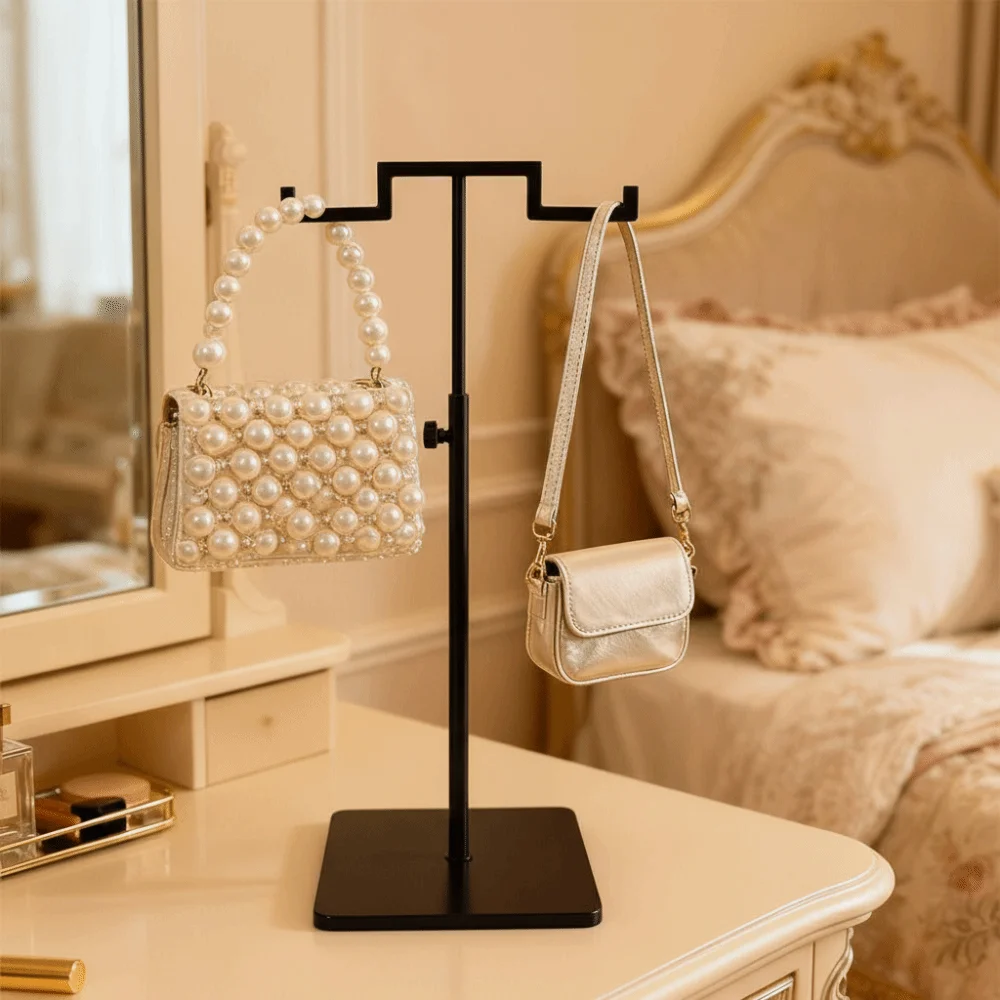Expositor ajustable para bolsos de acero inoxidable dorado o plateado - imagen 4