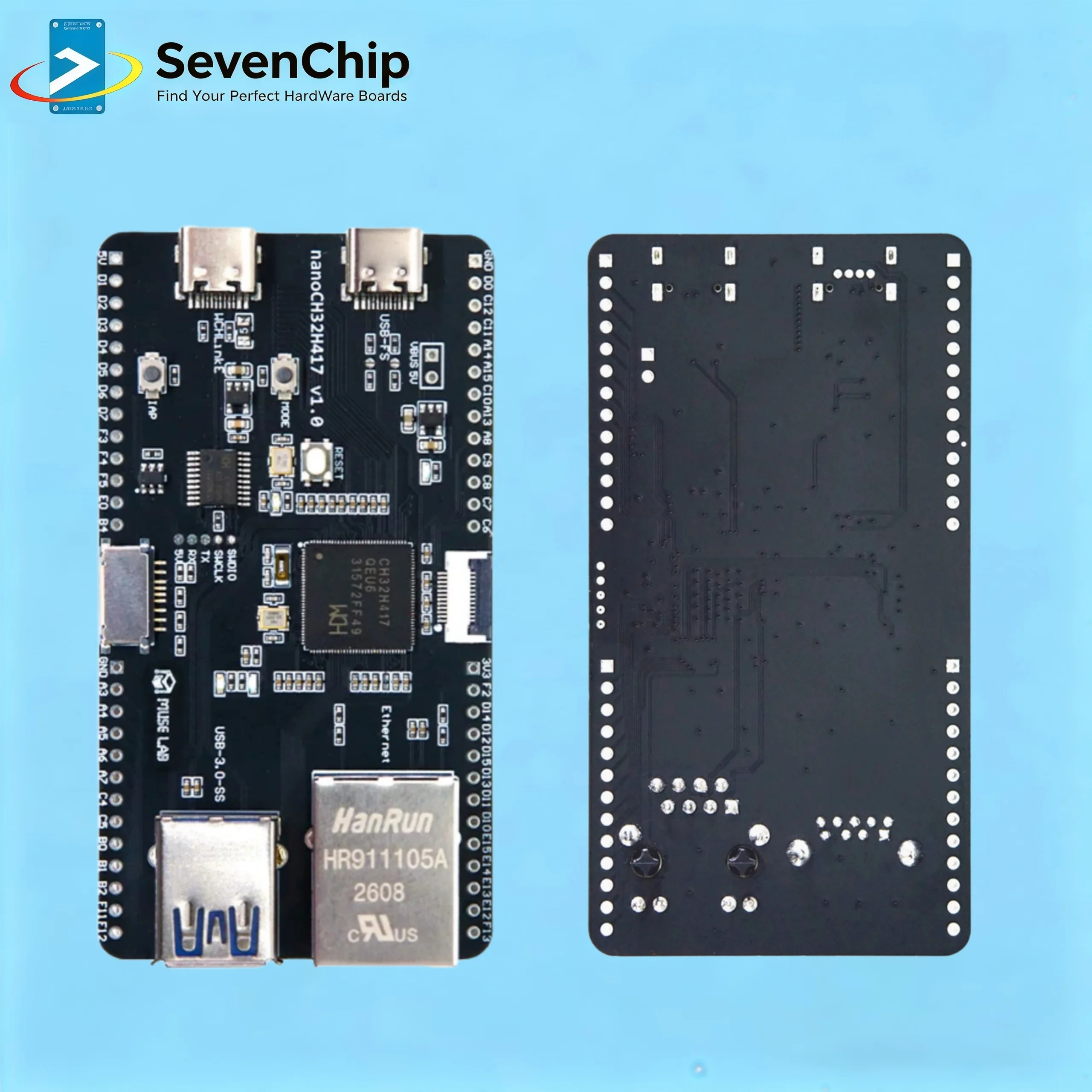 Placa RISC-V Muselab NanoCH32H417 Dual USB-C y Ethernet 100Mbps - imagen 3
