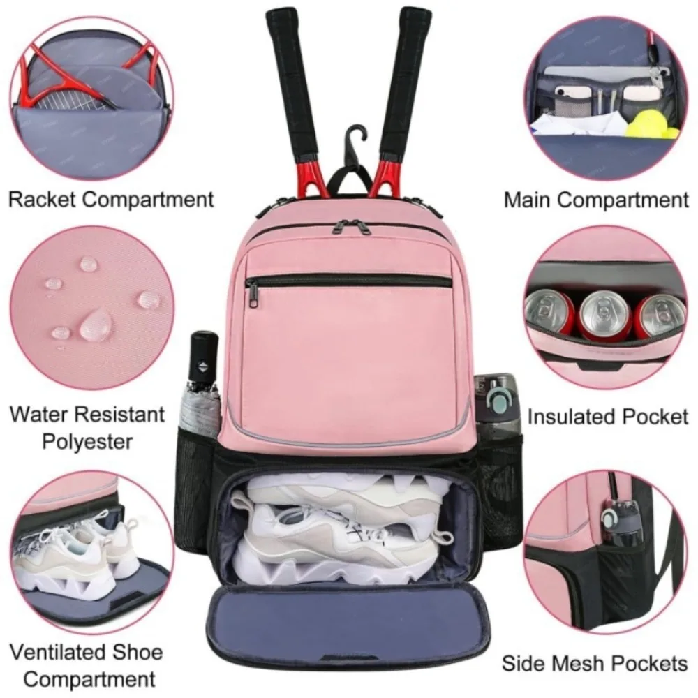 Mochila de tenis reversible con cremallera y gran capacidad - imagen 3