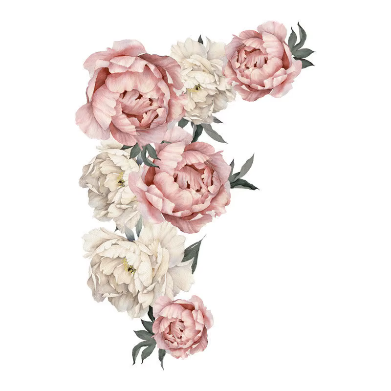 Pintura decorativa 3D de flores de peonía para pared y salón - imagen 3