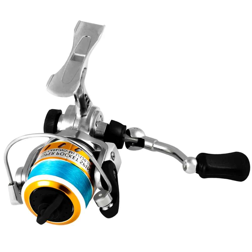 Mini carrete de pesca giratorio compacto con bobina metal