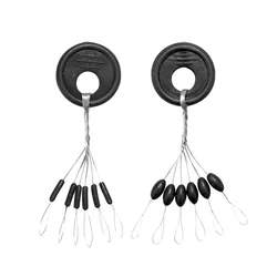 Perlas espaciadoras de goma negra ovaladas y cilíndricas para pesca