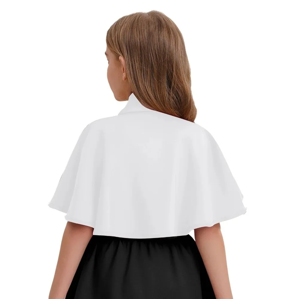 Vestido infantil elegante con chal, lazo y capa con broche - imagen 2