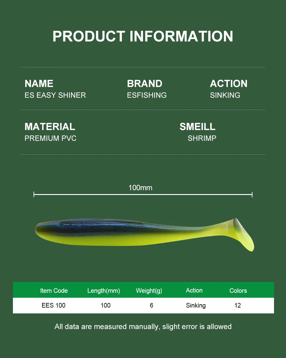 Comparativa de colores del señuelo en el paquete