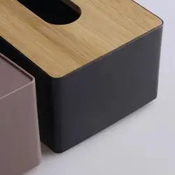 Porta servilletas con tapa de bambú de madera maciza para mesa