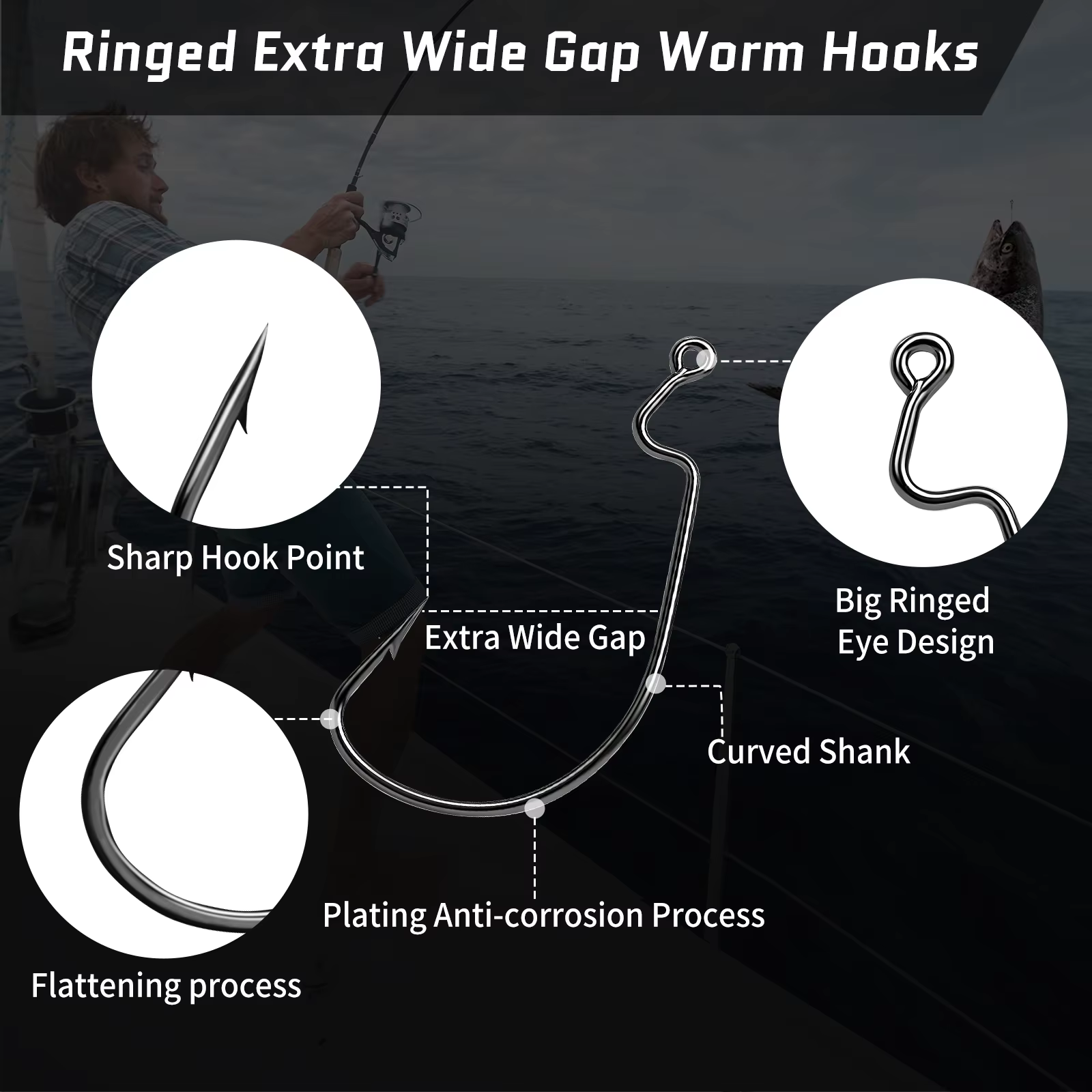 Anzuelos EWG Offset 9KM – Texas rig para lubina en vinilo - imagen 2