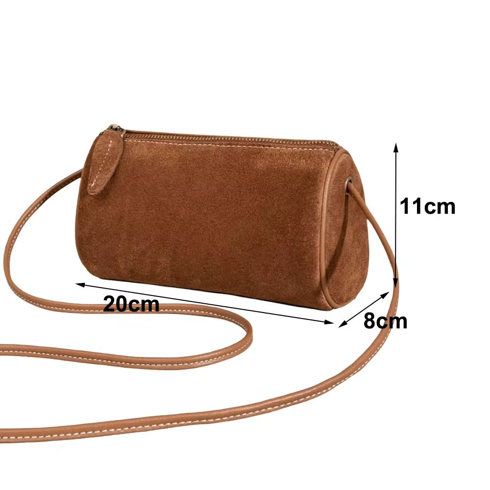 Bolso bandolera vintage de gamuza para mujer, vista frontal