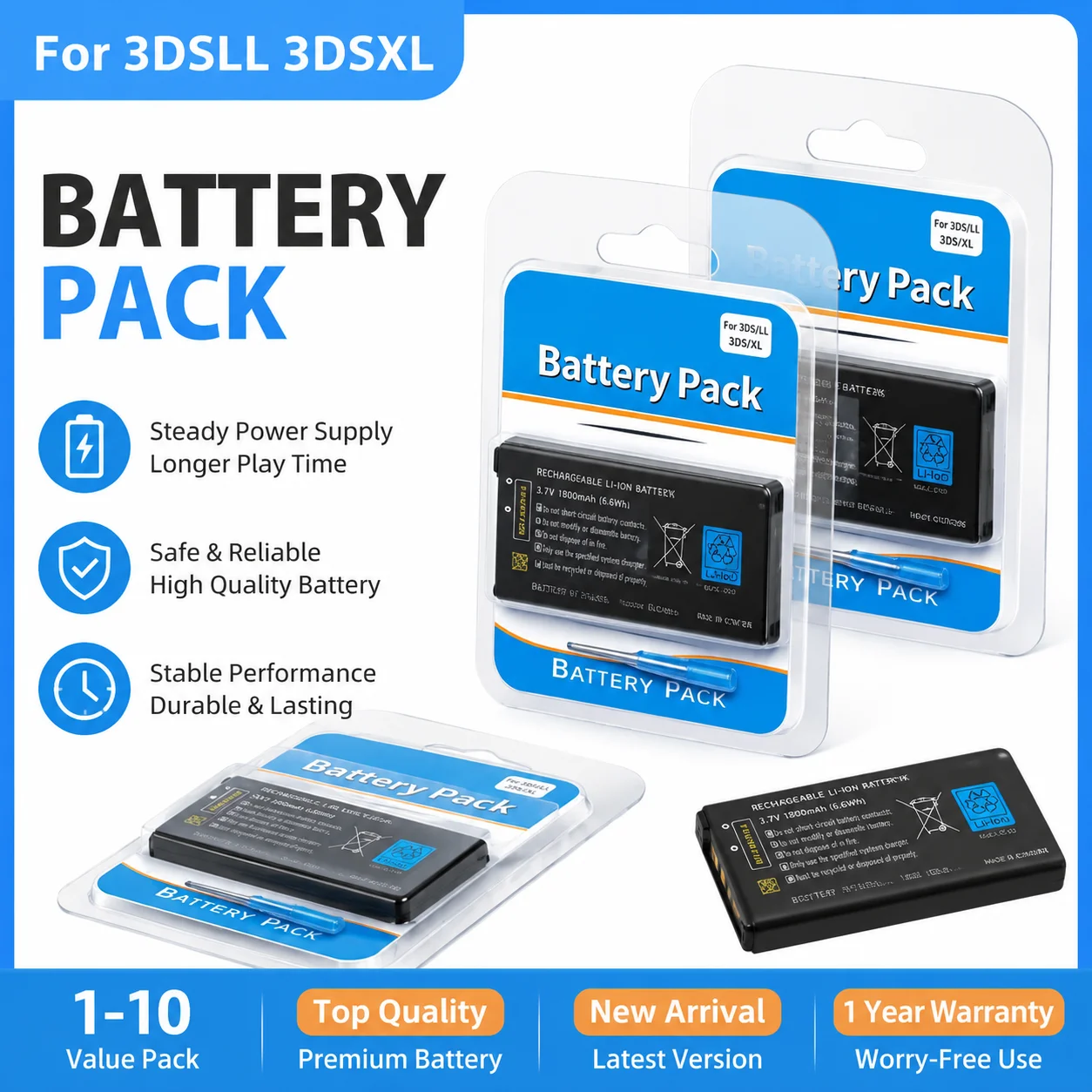 Batería de repuesto litio para 3DS XL/3DS LL con destornillador - imagen 4