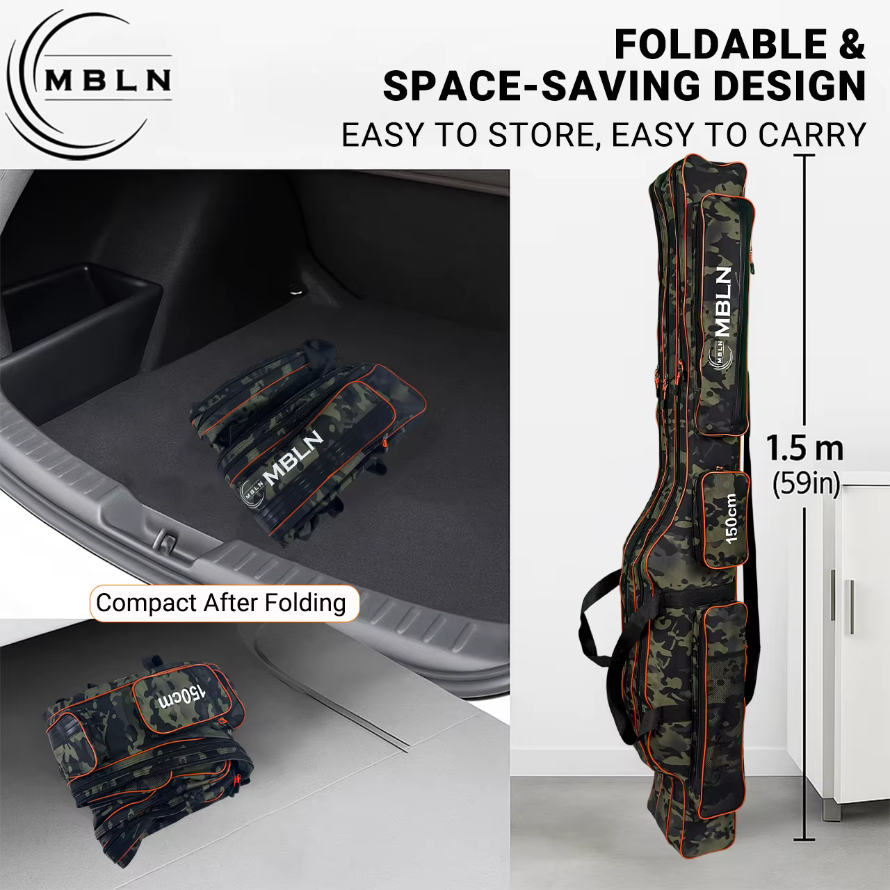 Bolsa Mochila para Cañas de Pescar Multicapa Verde Moteado - imagen 4