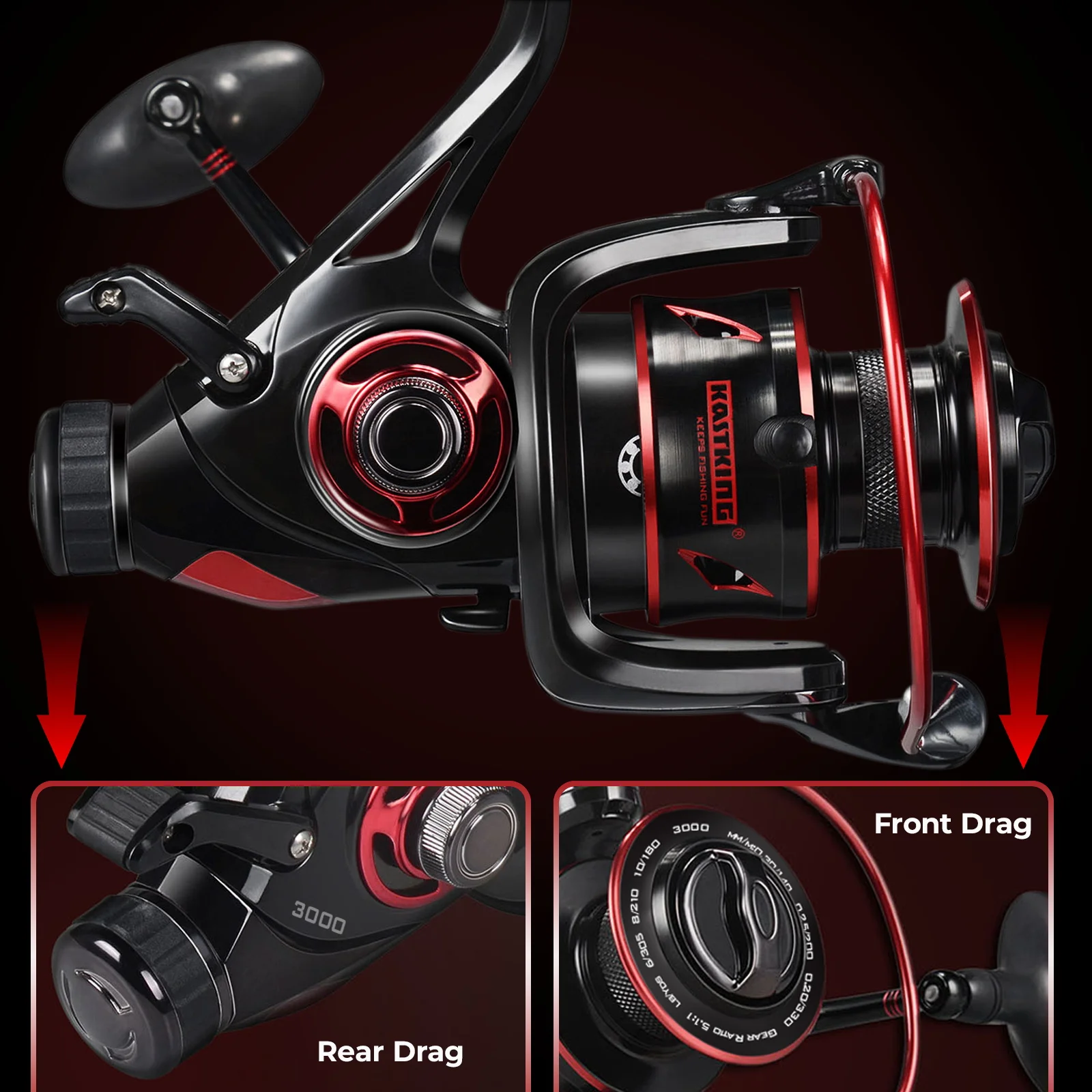Carrete KastKing Sharky Baitfeeder III con freno de carbono - imagen 2