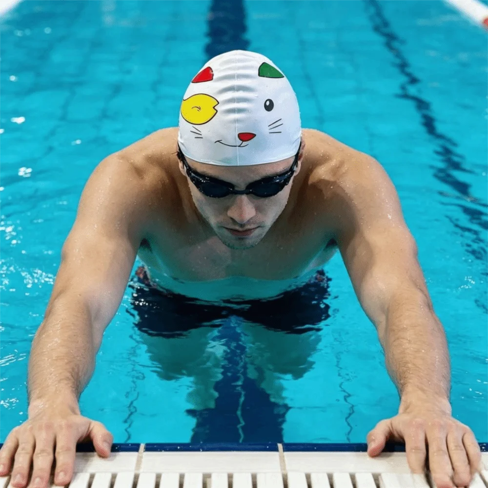 Gorro de natación de silicona elástico impermeable ampliado y seguro - imagen 5