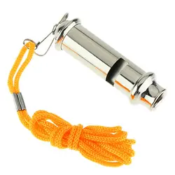 Silbato de supervivencia de metal con cordón portátil