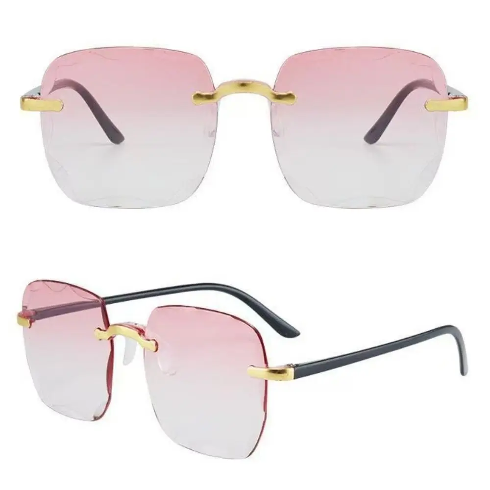 Gafas de sol cuadradas rojas sin montura con protección UV para mujer - imagen 4