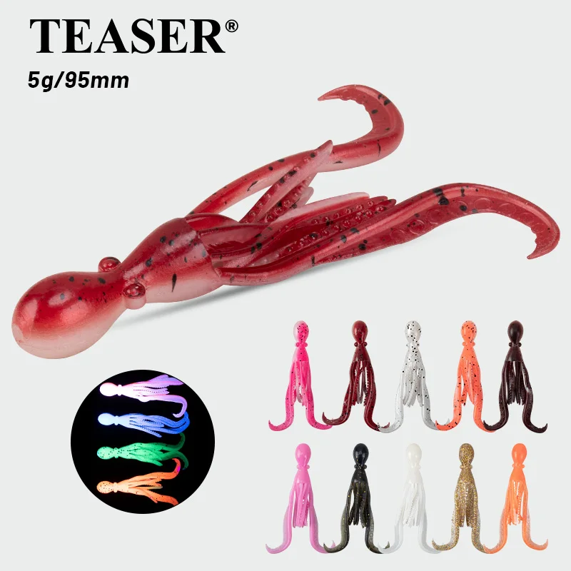 Señuelo pulpo UV luminoso TEASER TPE súper elástico – Faldas silicona