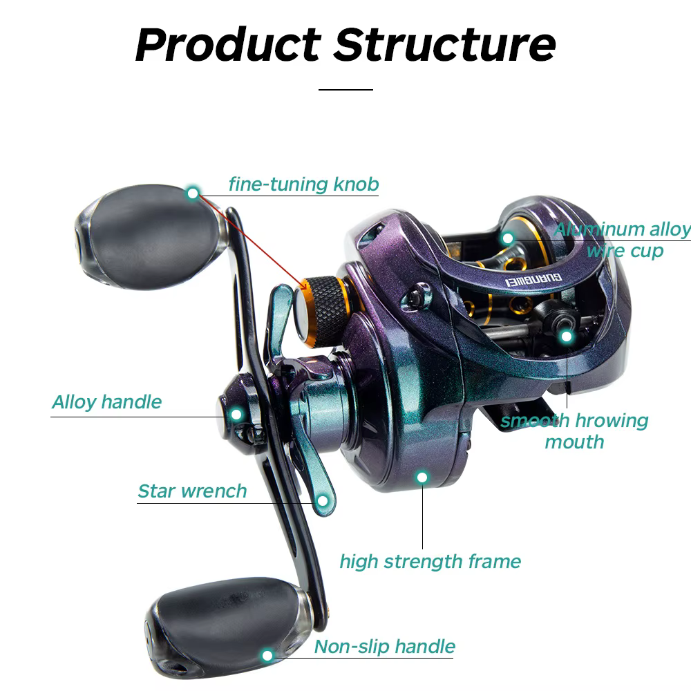 Carrete Baitcasting Hunthouse Ultraligero, Copa Poco Profunda - imagen 4