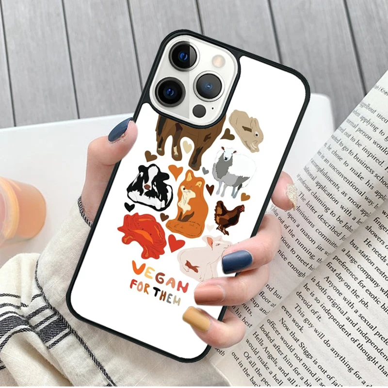 Funda vegana para iPhone con ilustración de cerdo y vaca