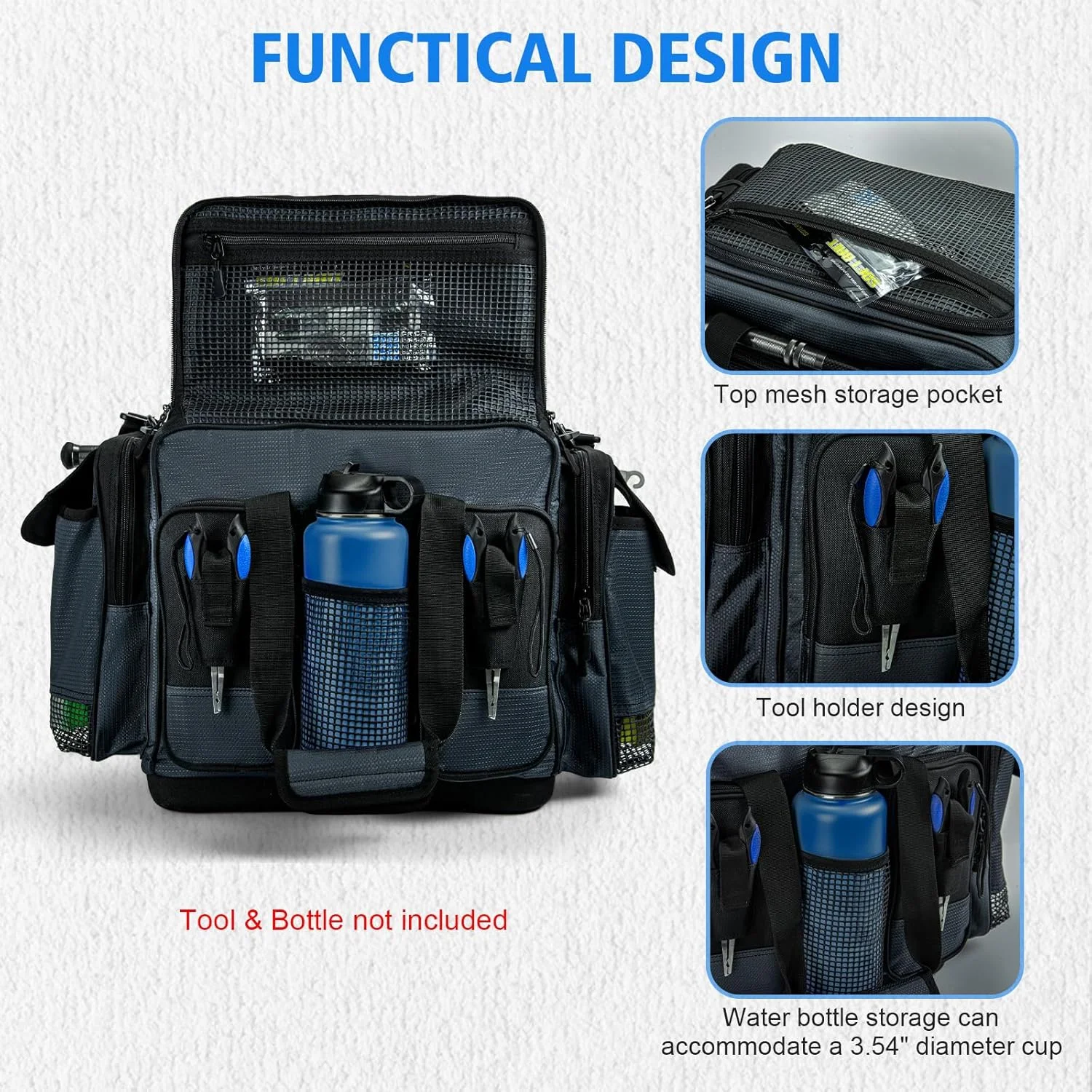 Goture bolso bandolera impermeable para pesca, gran capacidad