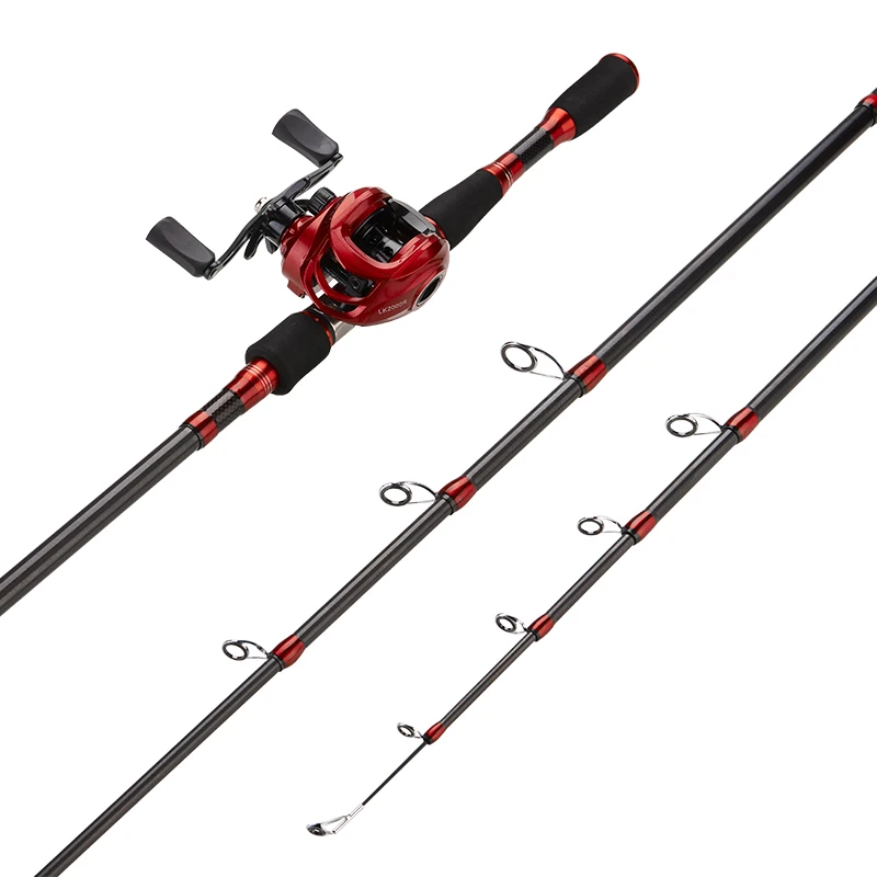 Detalle del carrete baitcasting DEUKIO con engranaje 7.2:1