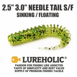 Lureholic Gusano cola de aguja flotante/hundimiento para lubina y roca