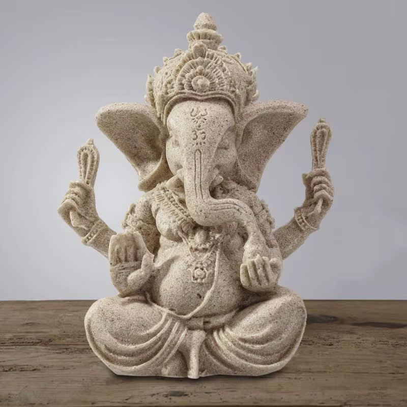 Buda Ganesha Estatua elefante arenisca - Escultura hecha a mano - imagen 5
