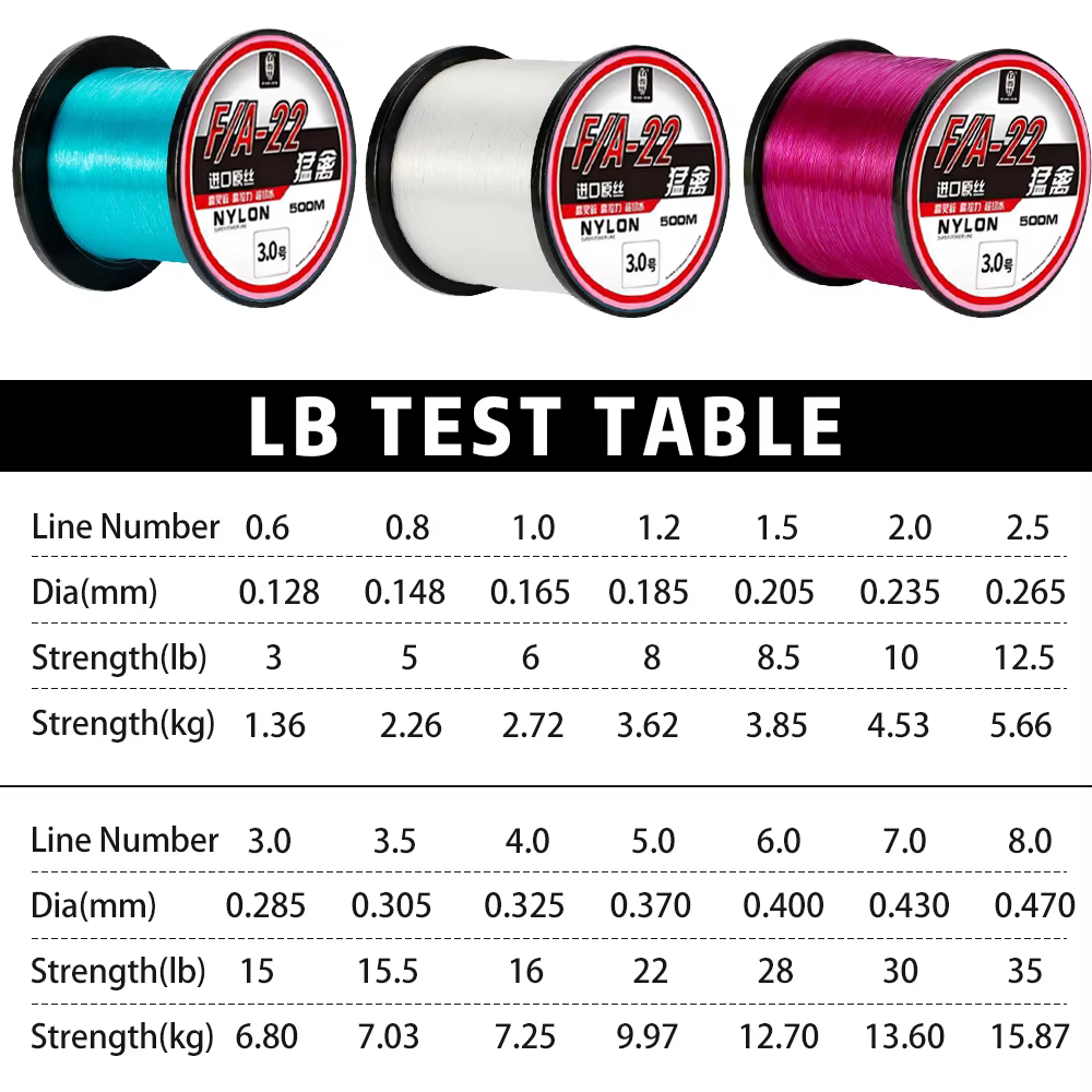 Línea de pesca fluorocarbono 500m 0,12-0,47mm agua dulce y salada - imagen 4