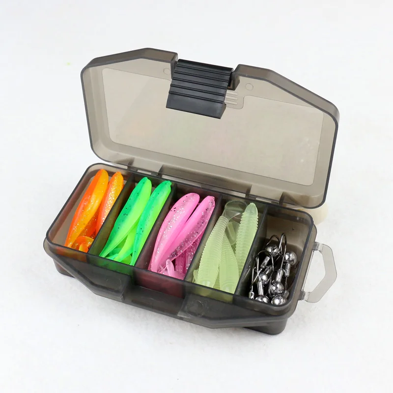 Set Señuelos Silicona con Jig Head Metal – Cebo Pesca Agua Dulce