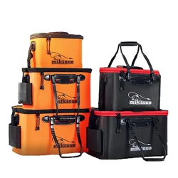 Bolsa de pesca portátil con cubo plegable y caja para peces vivos